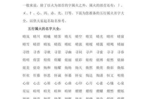 五行属火的字大全：火属性汉字精选与取名指南