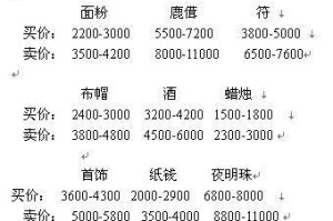 梦幻西游跑商最快路线及买卖价格表