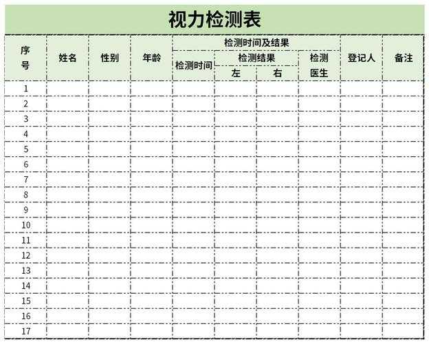 学生视力检测记录表模板下载 - 最新视力检查表格免费获取