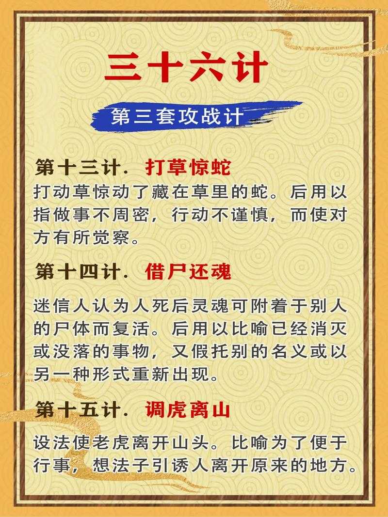 三十六计每一计的故事解析:经典计谋背后的历史典故